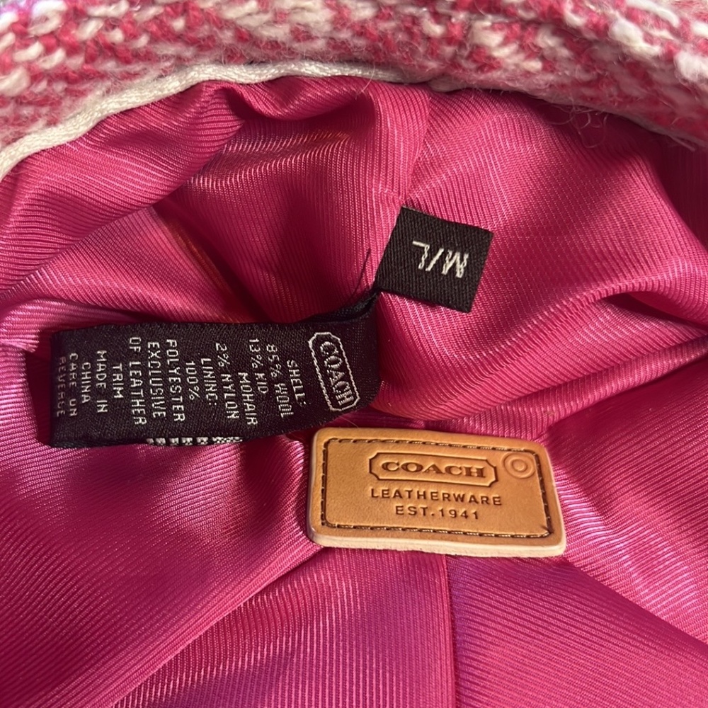 Cute Coach Set Black and Hot Pink Quilted Jacket XL and Tweed Cap M/L - Picture 12 of 16